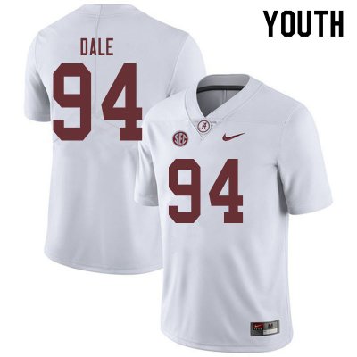 NCAA Youth Alabama Crimson Tide #94 DJ Dale Stitched College 2019 Nike Authentic White Football Jersey HX17M70AA